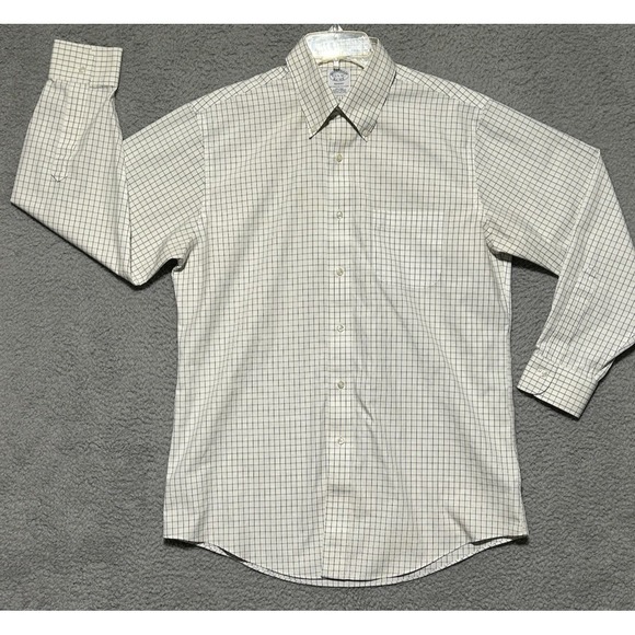 Brooks Brothers Other - Brooks Brothers Regent Sz M Ivory Gingham Plaid Button Down Long Sleeve Shirt